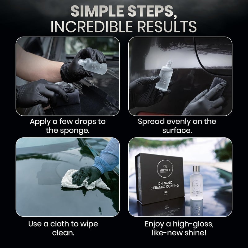 Magic Shield Ceramic Coating PRO 10H - Self-Healing | Long lasting for 2 cars+ | Advanced SiO2 Protection | Easy Application | Candy-Like Gloss | Perfect for Cars, Motorcycles, RVs, and Boats (50ml) - Image 5